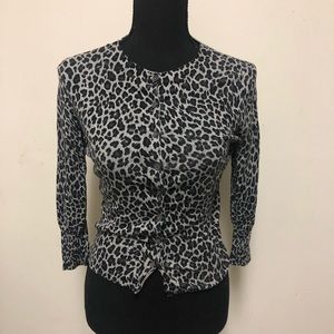 Gray and Black Leopard Cardigan